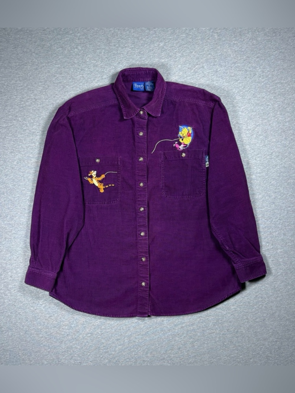 Vintage Winnie the Pooh Disney Button Up Shirt Purple Corduroy Tigger Women’s M